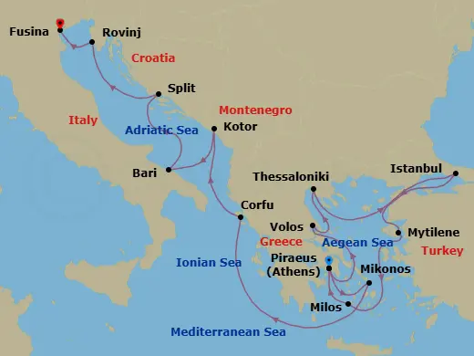 Itinerary schematic diagram