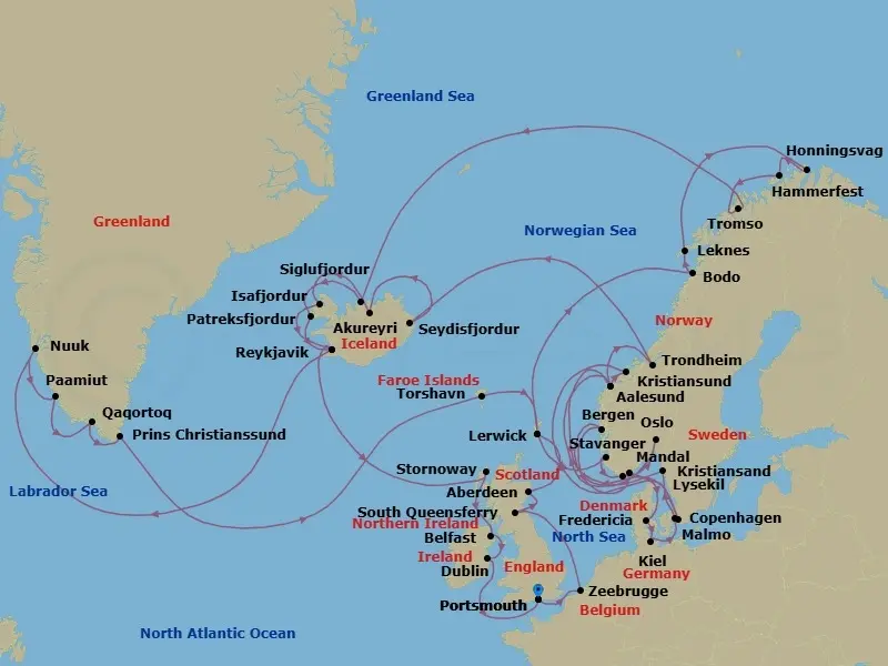 Itinerary schematic diagram