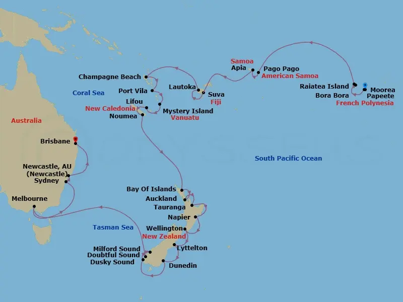Itinerary schematic diagram