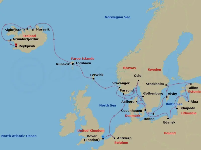 Itinerary schematic diagram