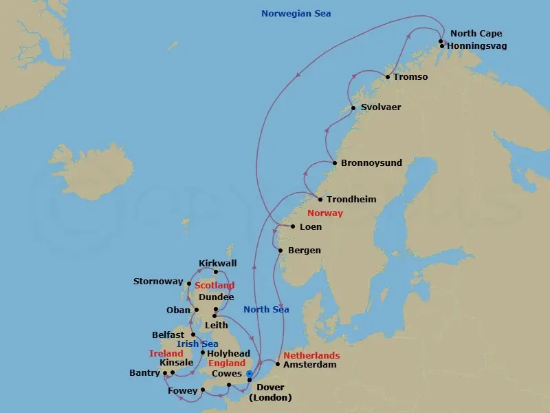 Itinerary schematic diagram