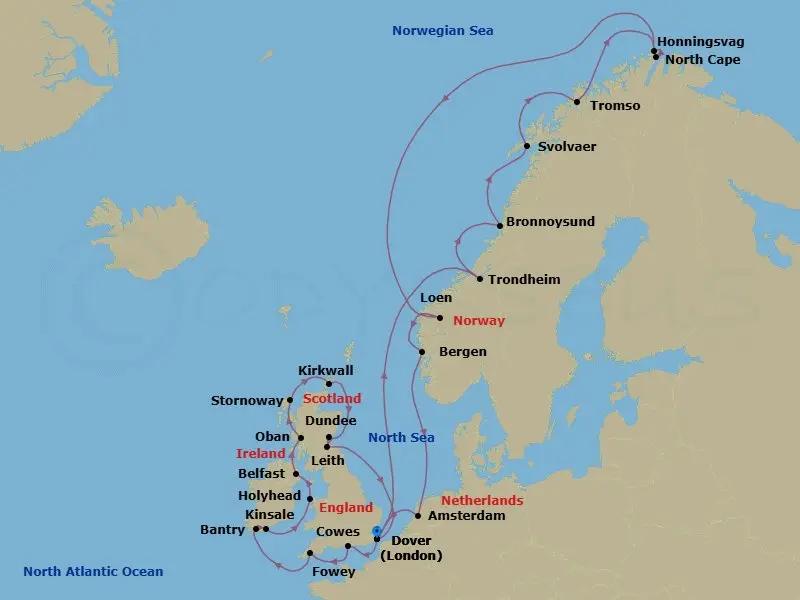 Itinerary schematic diagram