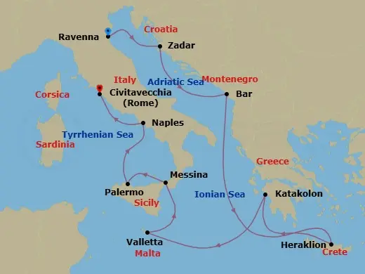 Itinerary schematic diagram