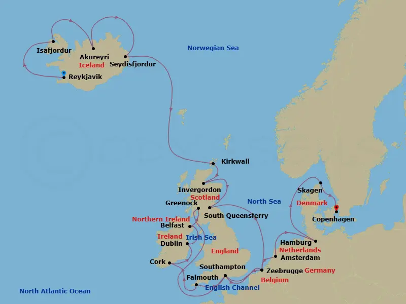 Itinerary schematic diagram