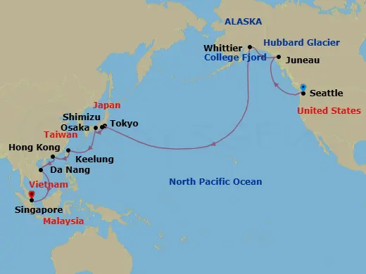 Itinerary schematic diagram