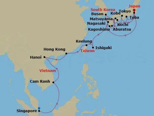 Itinerary schematic diagram