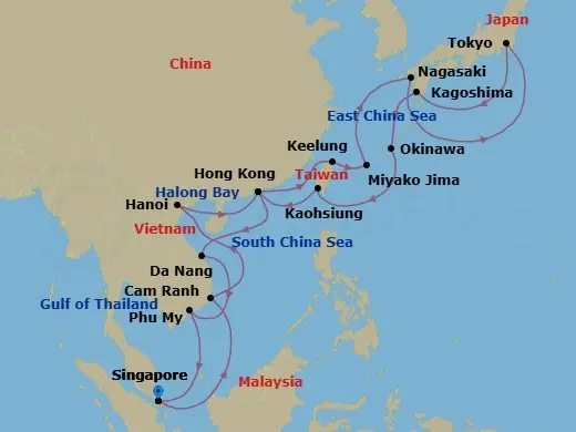Itinerary schematic diagram