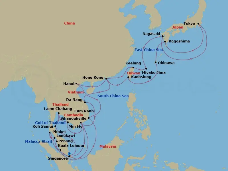 Itinerary schematic diagram