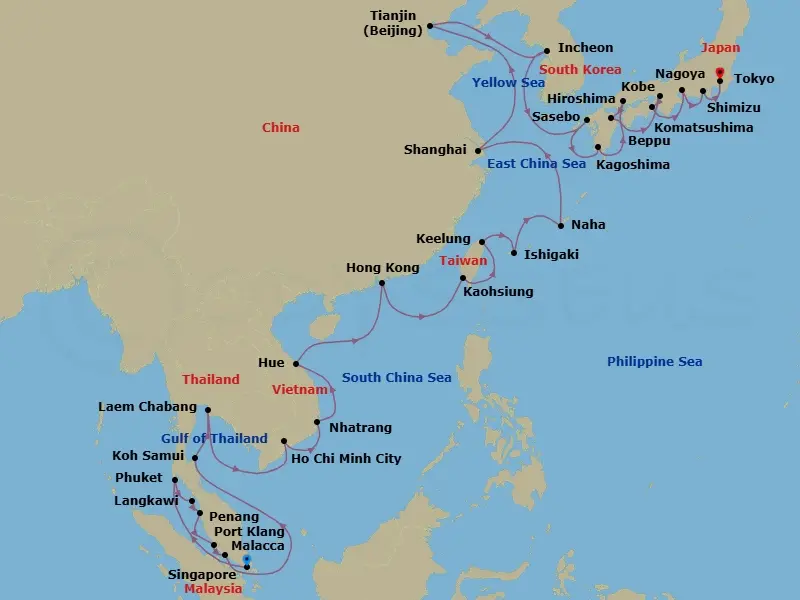 Itinerary schematic diagram