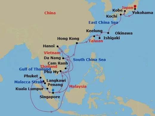 Itinerary schematic diagram
