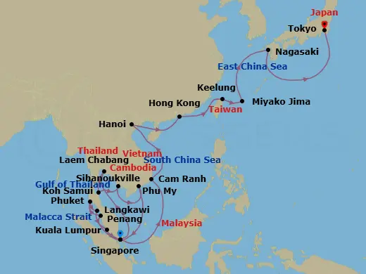 Itinerary schematic diagram