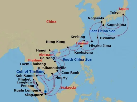 Itinerary schematic diagram