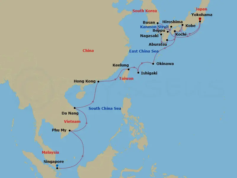 Itinerary schematic diagram