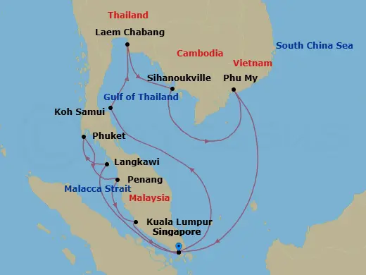 Itinerary schematic diagram