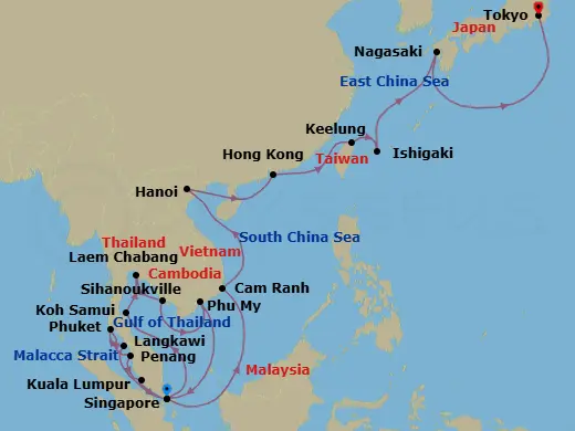 Itinerary schematic diagram