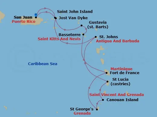 Itinerary schematic diagram