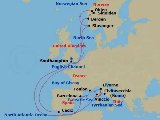 Itinerary schematic diagram