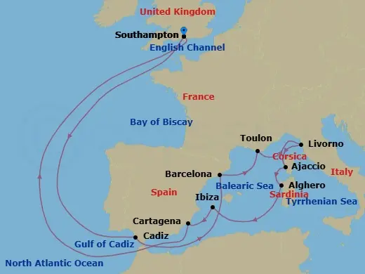 Itinerary schematic diagram