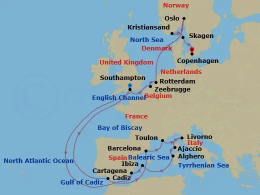 Itinerary schematic diagram