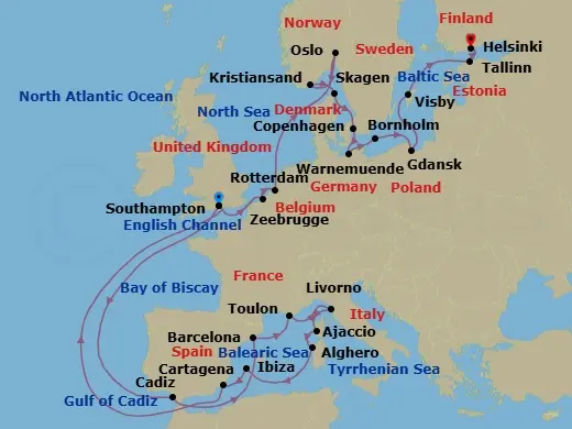 Itinerary schematic diagram