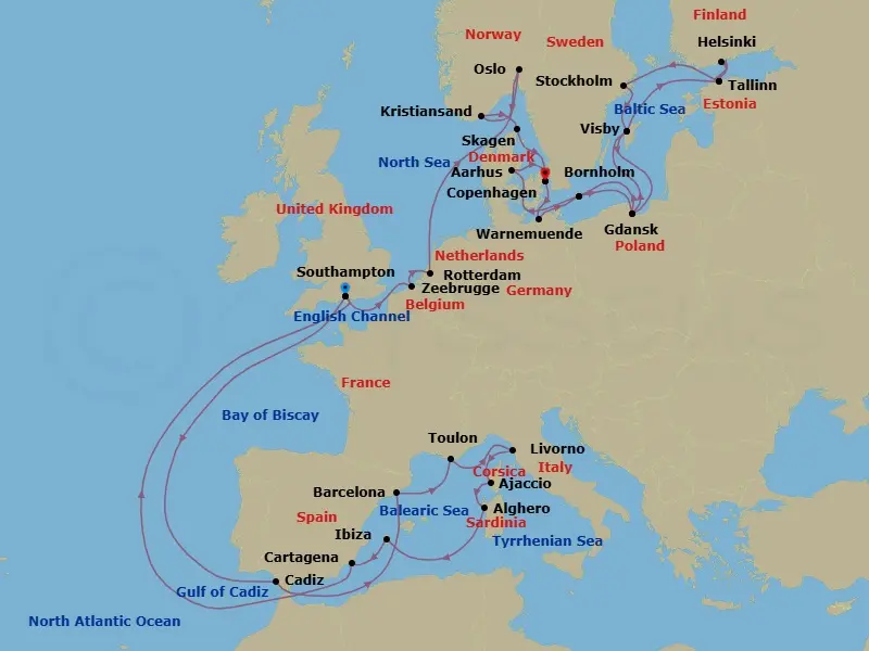 Itinerary schematic diagram