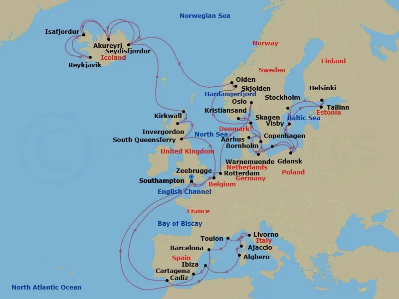 Itinerary schematic diagram