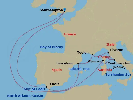 Itinerary schematic diagram
