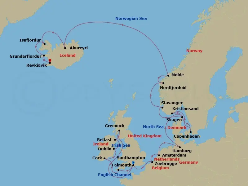 Itinerary schematic diagram