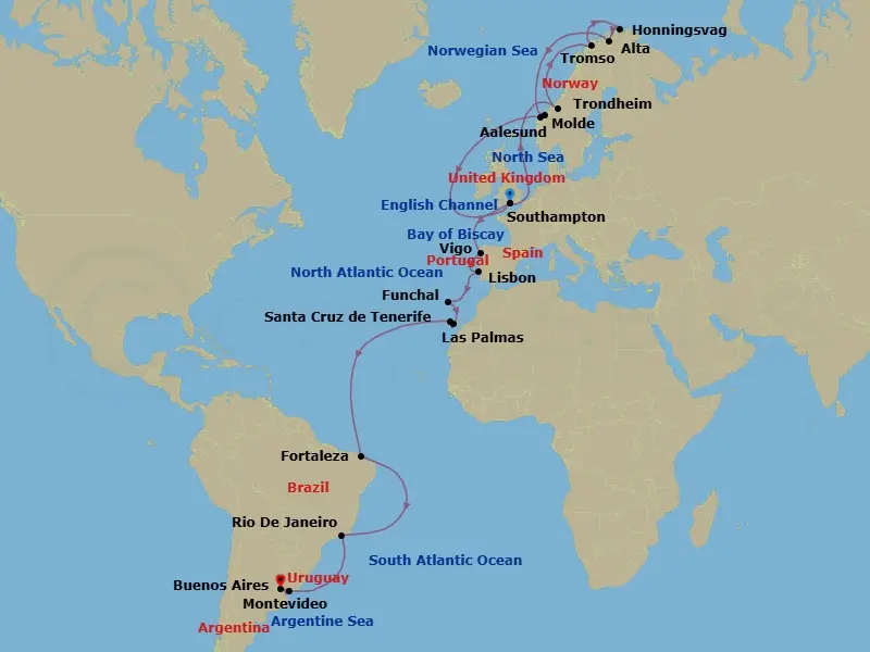 Itinerary schematic diagram