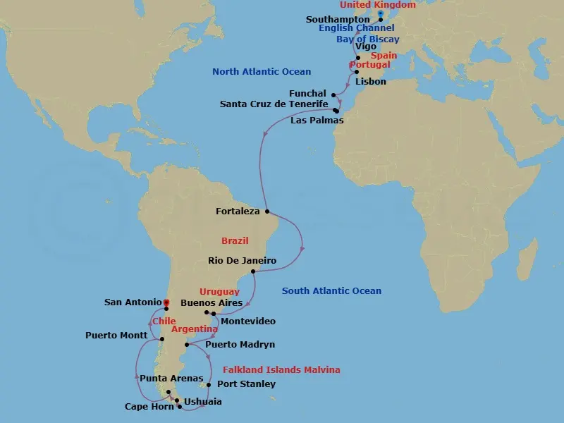 Itinerary schematic diagram