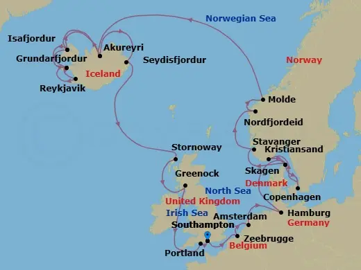 Itinerary schematic diagram