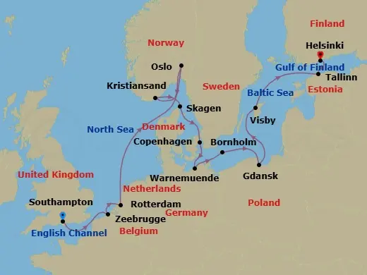 Itinerary schematic diagram