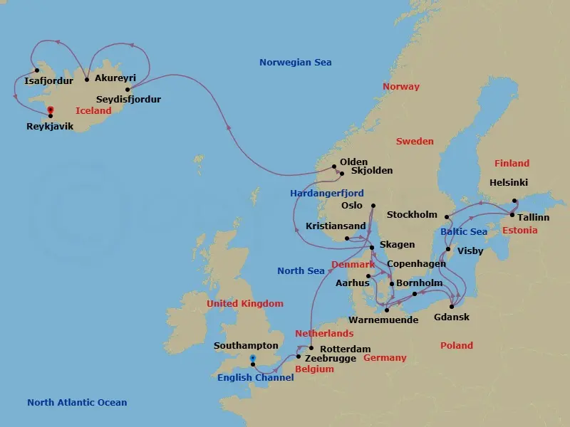Itinerary schematic diagram