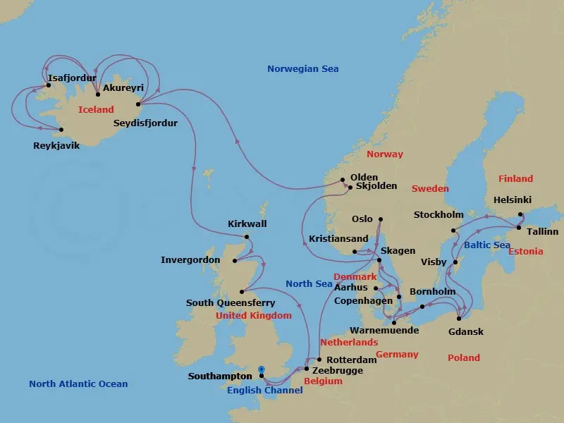 Itinerary schematic diagram