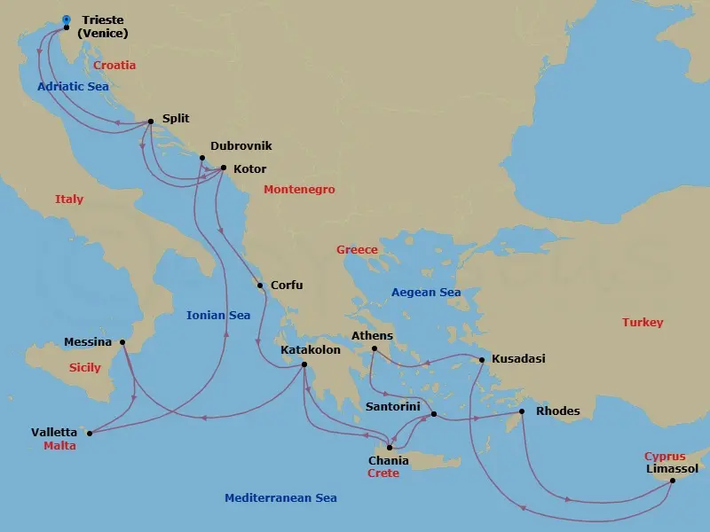Itinerary schematic diagram