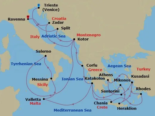 Itinerary schematic diagram