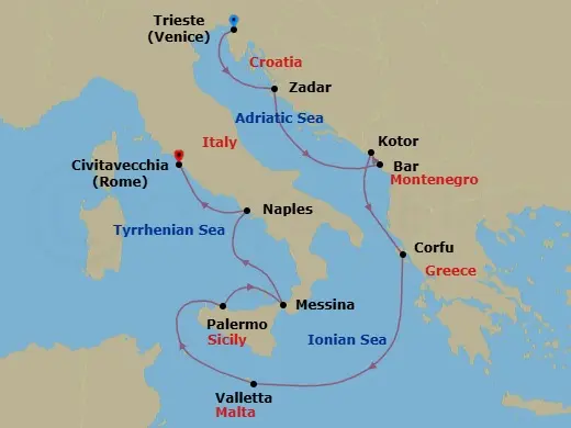 Itinerary schematic diagram