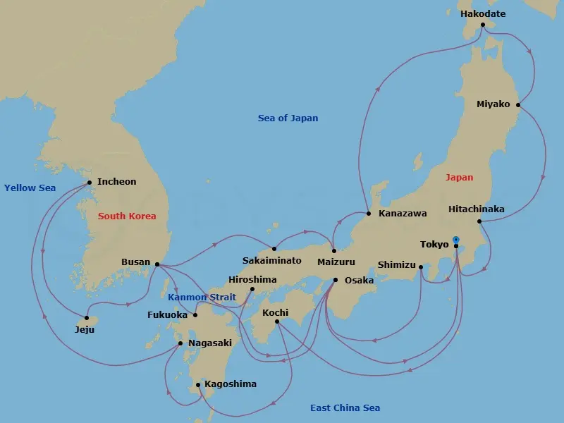 Itinerary schematic diagram