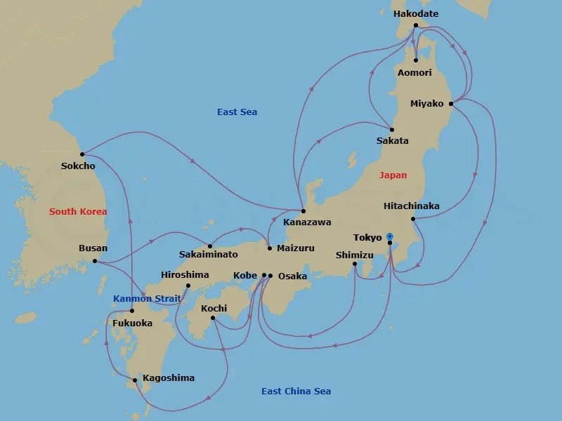 Itinerary schematic diagram