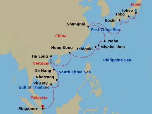 Itinerary schematic diagram