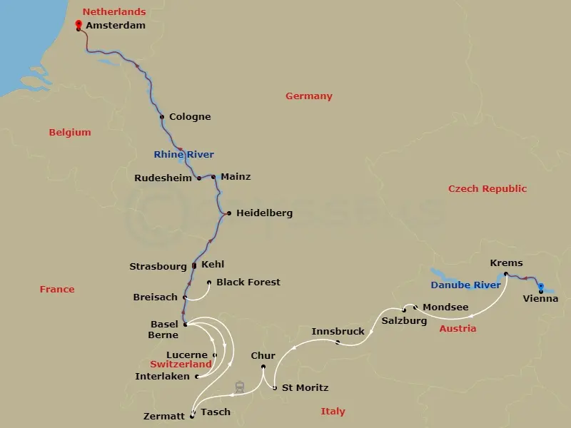 Itinerary schematic diagram