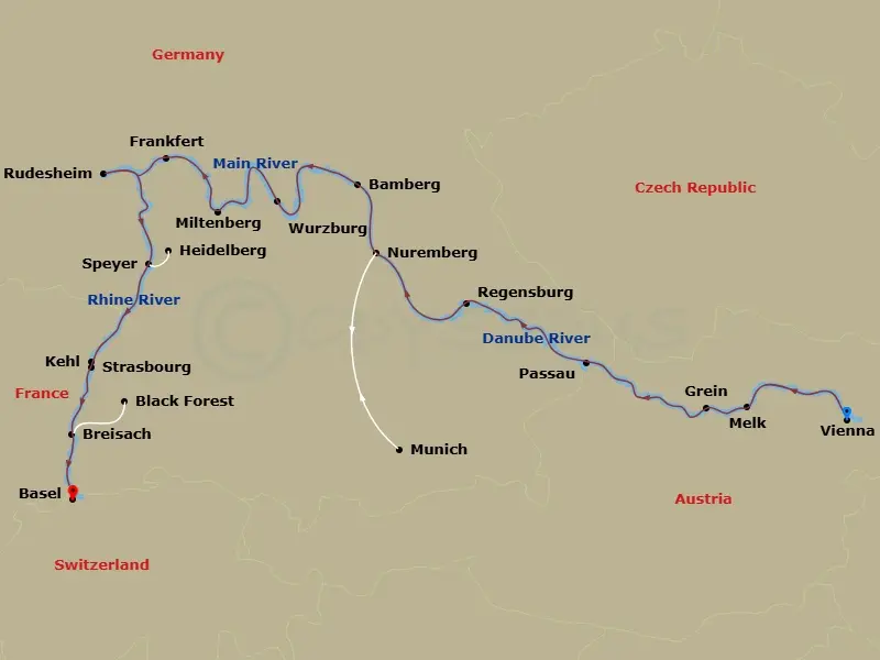 Itinerary schematic diagram