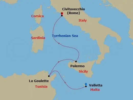 Itinerary schematic diagram