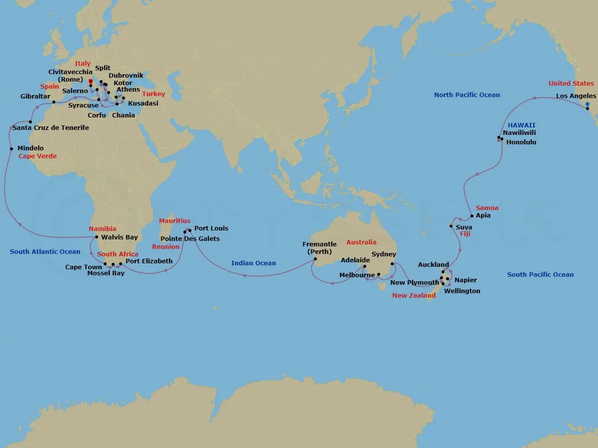 Itinerary schematic diagram