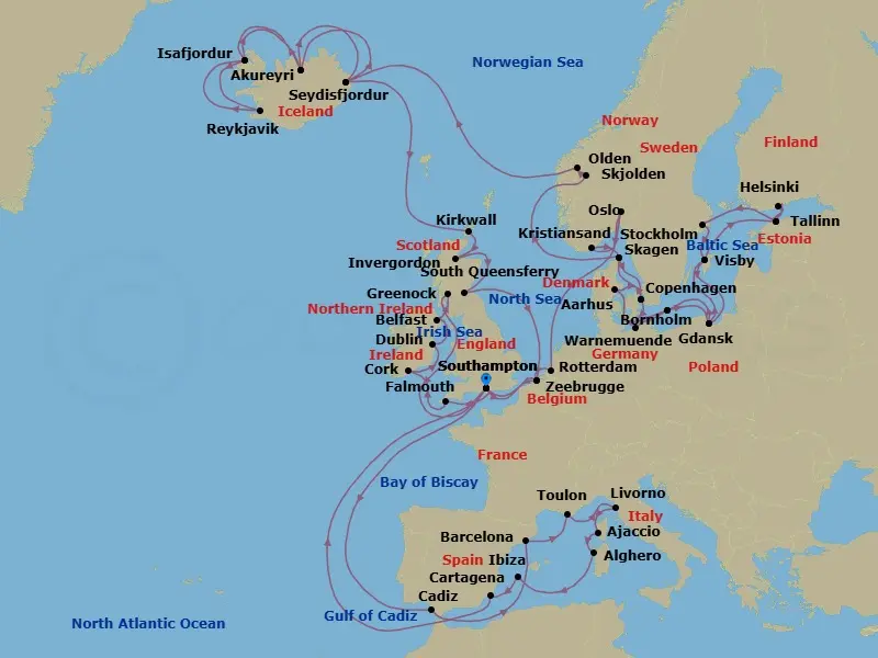 Itinerary schematic diagram