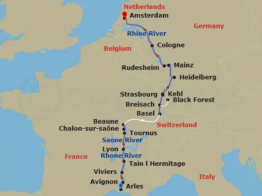 Itinerary schematic diagram