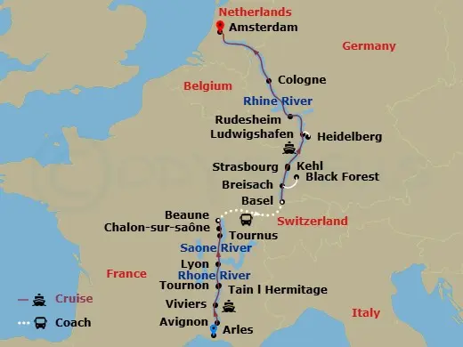 Itinerary schematic diagram