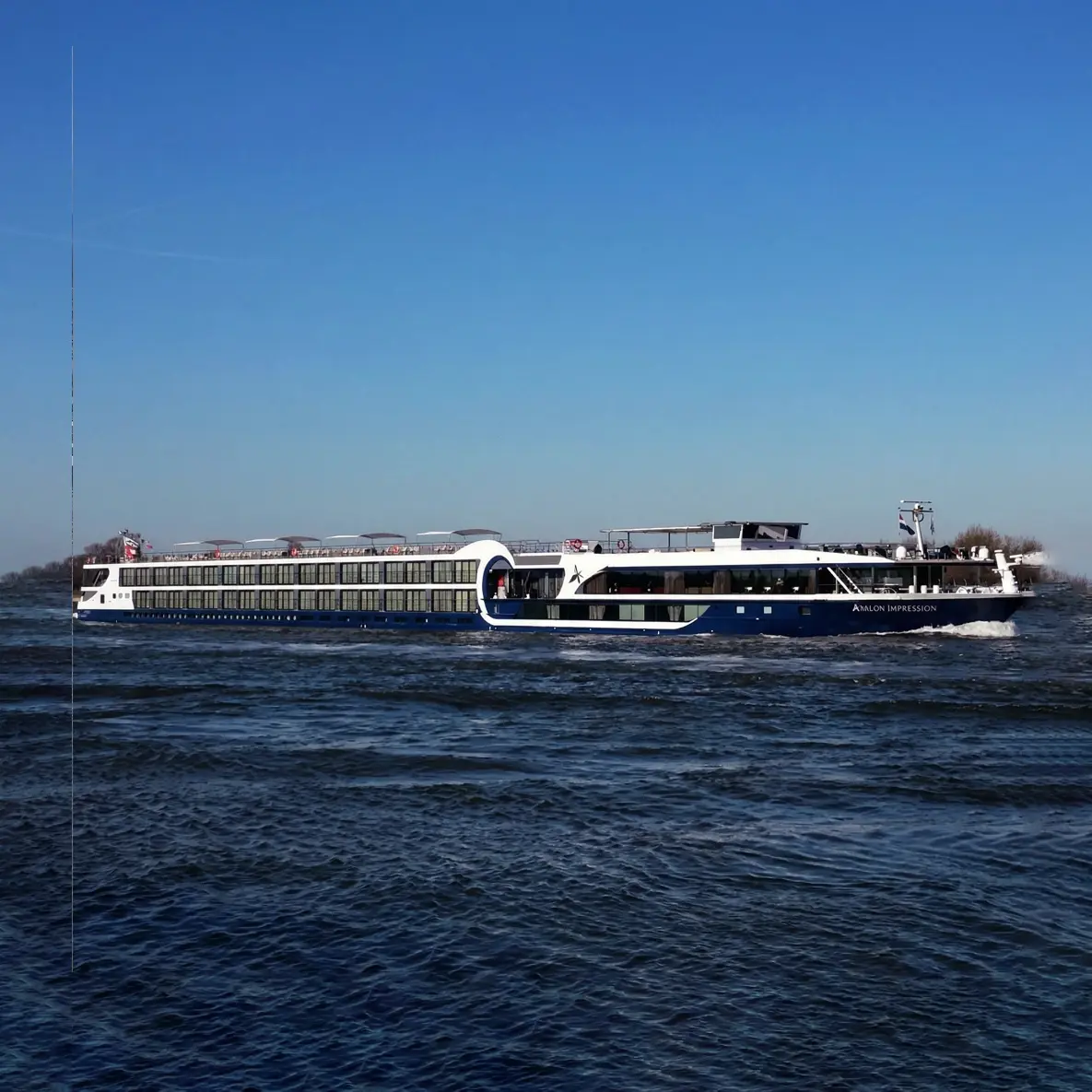 Part of Avalon's award-winning fleet of Suite Ships, the Avalon Impression features two full decks of Panorama Suites with wall-to-wall, floor-to-ceiling panoramic windows that transform the living space into river cruising's only Open-Air Balcony. With 200 square feet, Panorama Suites are more than 30% larger than the industry standard, affording you the incomparable opportunity to wake each morning to splendid passing scenery from your window-facing bed. Stretch out on your Comfort Collection bed and cruise with the world at your feet.
