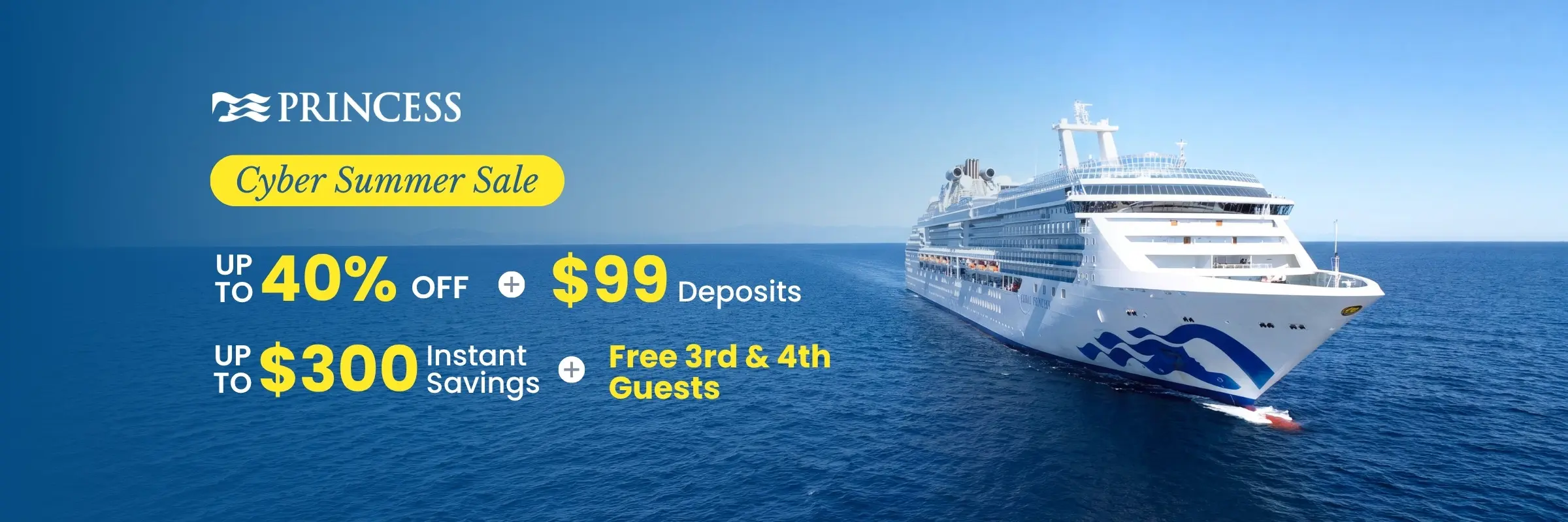 Oferta cibernética de verano: hasta 40 % de descuento + hasta $300 de ahorro instantáneo + depósitos de $99 + 3.° y 4.° huésped gratis