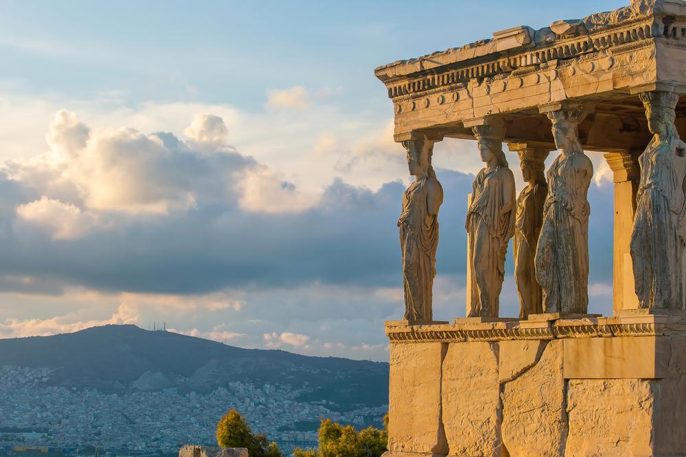 Architecture detail of ancient building Erechteion in Acropolis, Athens, Greece